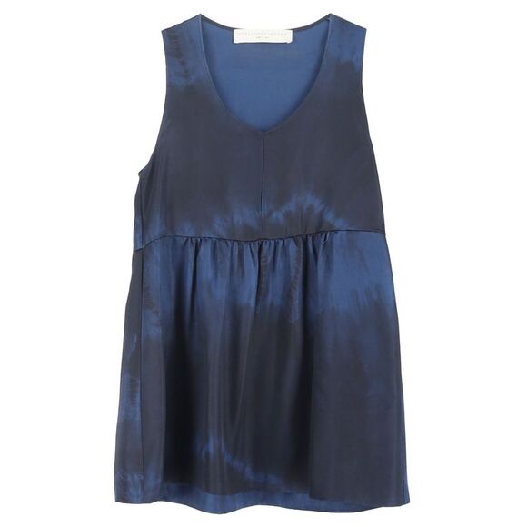 Stella Mccartney Tie-Dyed Effect Tank Top in Navy Blue Silk - Picture 1 of 3